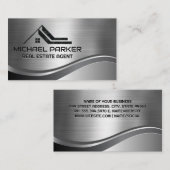 Onroerend Goed Dak Logo | Metaalachtig Visitekaartje (Voorkant / Achterkant)