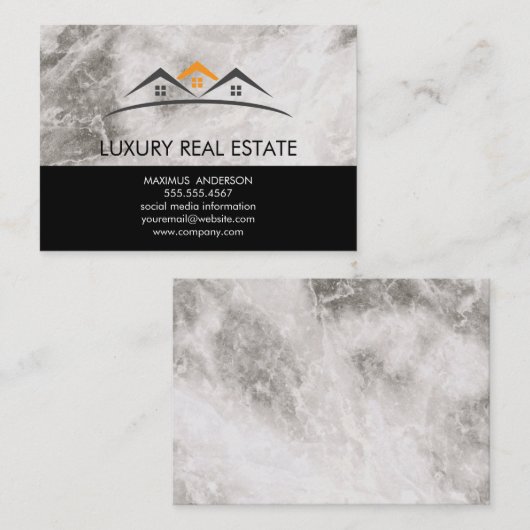 Onroerend goed dak top | marmeren versiering | Lux Visitekaartje (Voorkant / Achterkant)