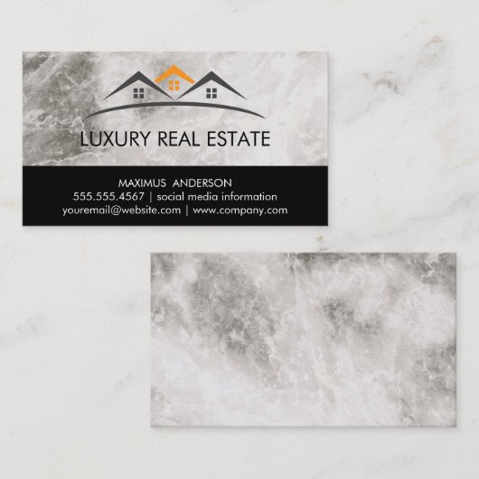 Onroerend goed dak top | marmeren versiering | Lux Visitekaartje (Voorkant / Achterkant)