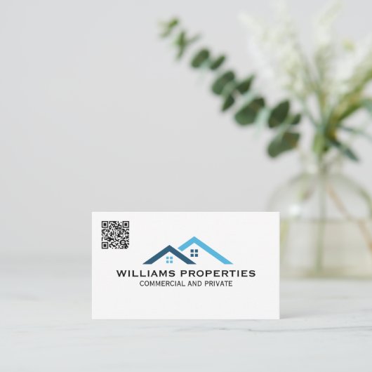 Onroerend goed | Daktop Logo | QR-code Visitekaartje (Staand voorkant)