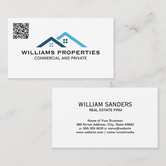 Onroerend goed | Daktop Logo | QR-code Visitekaartje (Voorkant / Achterkant)