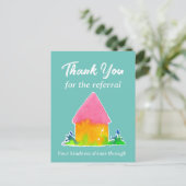 Onroerend goed dank je voor verwijzing Roze Huis Briefkaart (Staand voorkant)