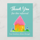 Onroerend goed dank je voor verwijzing Roze Huis Briefkaart (Voorkant)