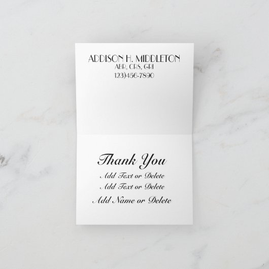 Onroerend goed Dank u voor blanco notitie Bedankkaart (Binnen)