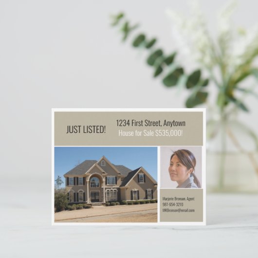 Onroerend goed Direct Mail Greige Briefkaart (Staand voorkant)