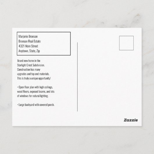 Onroerend goed Direct Mail Greige Briefkaart (Achterkant)