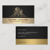 Onroerend goed Eigendommen Linnen Goud Metallic Afsprakenkaartje (Voorkant / Achterkant)