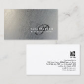 Onroerend goed Elegant Script Monogram Zilveren Te Visitekaartje (Voorkant / Achterkant)