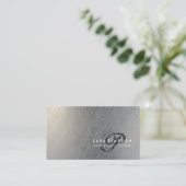 Onroerend goed Elegant Script Monogram Zilveren Te Visitekaartje (Staand voorkant)