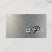 Onroerend goed Elegant Script Monogram Zilveren Te Visitekaartje (Voorkant)