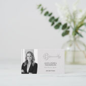 Onroerend goed faux reliëf sleutel zwart wit foto visitekaartje (Staand voorkant)