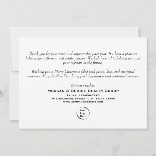 Onroerend goed foto | Minimalistisch kerstfeest, b Feestdagenkaart (Achterkant)