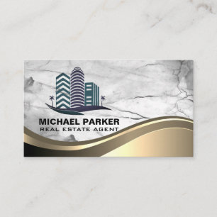 Onroerend Goed Gebouwen Logo Marmer Steen Visitekaartje