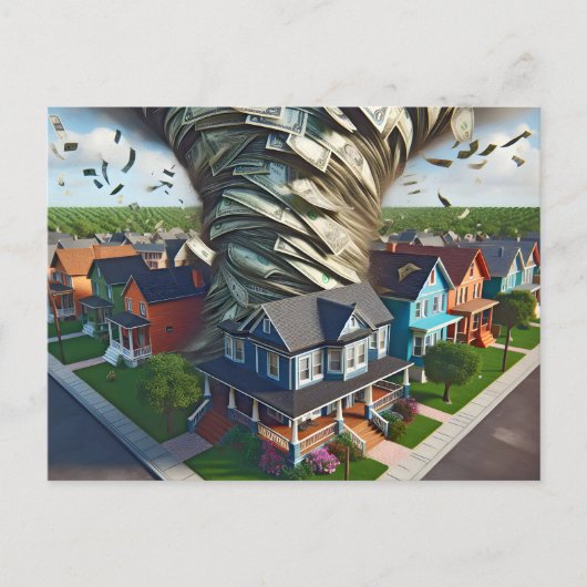 Onroerend goed Geld Tornado Briefkaart (Voorkant)