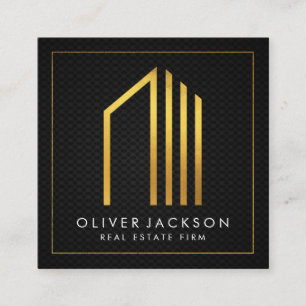 Onroerend goed   Gold Lux Executive   Zwart gaas Vierkante Visitekaartje