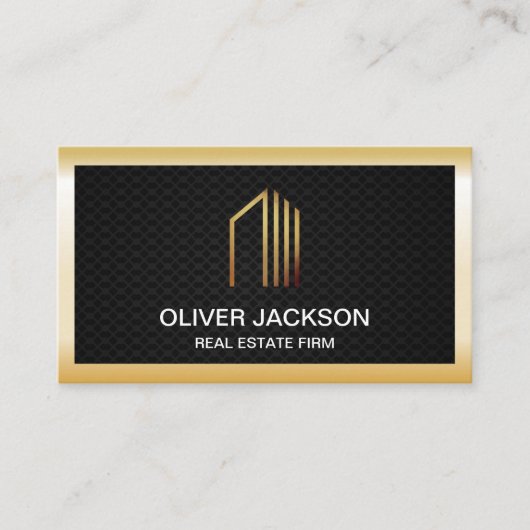 Onroerend goed | Gold Lux-rand | zwarte gaas Visitekaartje (Voorkant)