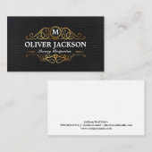 Onroerend goed | Gold Luxe-eigenschappen | Leder Visitekaartje (Voorkant / Achterkant)