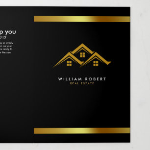 Onroerend Goed Golden House Logo Moderne Makelaar Drieluik Kaart