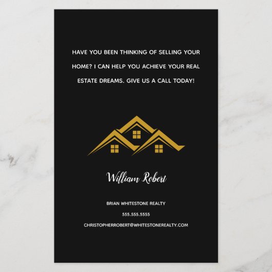 Onroerend Goed Golden House Logo Moderne Makelaar Flyer (Voorkant)
