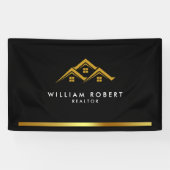 Onroerend Goed Golden House Logo Moderne Makelaar Spandoek (Horizontaal)