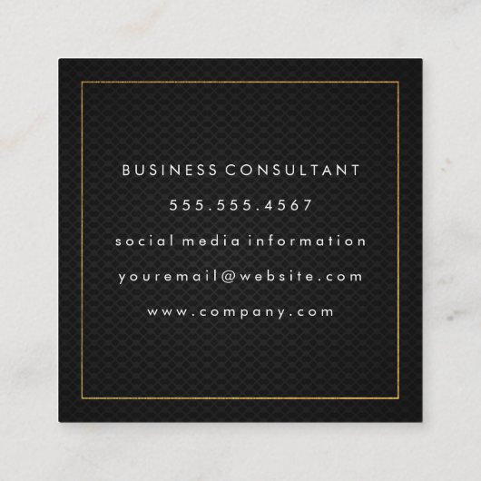 Onroerend goed | Goud Lux Executive | Zwart gaas Vierkante Visitekaartje (Achterkant)
