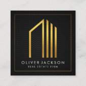 Onroerend goed | Goud Lux Executive | Zwart gaas Vierkante Visitekaartje (Voorkant)