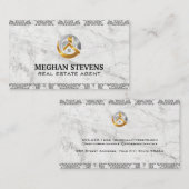 Onroerend goed Goud Zilver Logo | Damask Marmer Afsprakenkaartje (Voorkant / Achterkant)