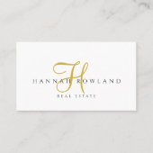 Onroerend Goed Gouden Script Monogram Naam Visitekaartje (Voorkant)