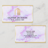 Onroerend goed | Goudlux-grens | Paarse marmer Visitekaartje (Voorkant / Achterkant)