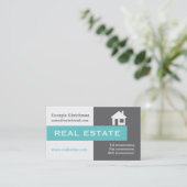 Onroerend goed grijs, wit, aqua in het oog springe visitekaartje (Staand voorkant)