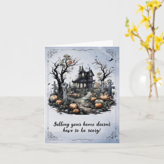 Onroerend goed Halloween Haunted House Kaart (Gele Bloem)
