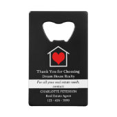 Onroerend goed het sluiten gift voor nieuwe huisei creditkaart flessenopener (Voorkant)