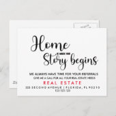 onroerend goed Home is waar je verhaal begint Aankondigingskaart (Voorkant / Achterkant)