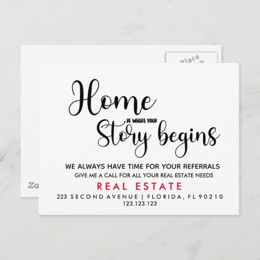 onroerend goed Home is waar je verhaal begint Aankondigingskaart (Voorkant / Achterkant)