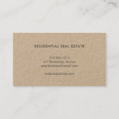 Onroerend goed Home Logo Realtor Kraft Visitekaartje (Achterkant)