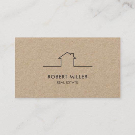 Onroerend goed Home Logo Realtor Kraft Visitekaartje (Voorkant)