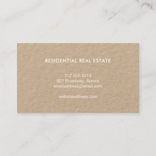 Onroerend goed Home Logo Realtor Kraft Visitekaartje (Achterkant)