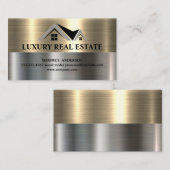 Onroerend goed Home | Metaalgoud | Staal | Metaal Visitekaartje (Voorkant / Achterkant)