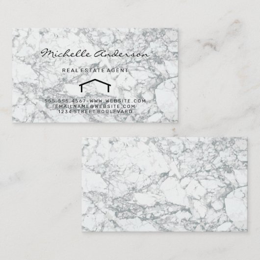 Onroerend goed | Home Pictogram Marmer Visitekaartje (Voorkant / Achterkant)