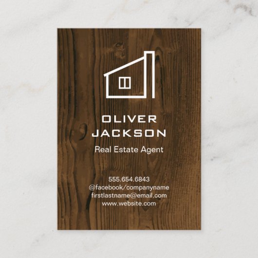 Onroerend goed | Homepictogram | Houtkorrels Achte Visitekaartje (Voorkant)