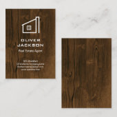 Onroerend goed | Homepictogram | Houtkorrels Achte Visitekaartje (Voorkant / Achterkant)