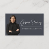 Onroerend goed Houtskool Grijs Script Luxe Visitekaartje (Voorkant)