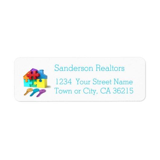 Onroerend goed, huis en sleutels, makelaar, makela etiket (Voorkant)