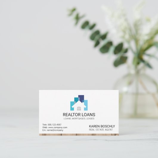 Onroerend goed | Huis Icon Hout Trim Visitekaartje (Staand voorkant)