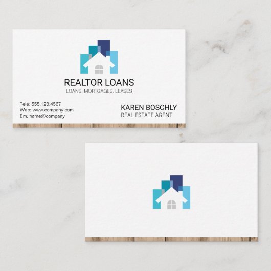 Onroerend goed | Huis Icon Hout Trim Visitekaartje (Voorkant / Achterkant)