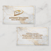 Onroerend goed Huis Logo | Marmer Visitekaartje (Voorkant / Achterkant)