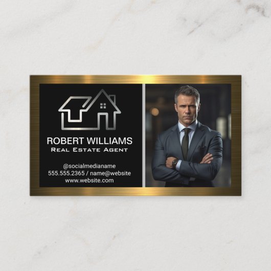 Onroerend goed huis Logo | zakenman Visitekaartje (Voorkant)