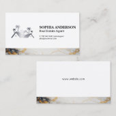 Onroerend goed Huis Metallic Logo | Marmeren versi Visitekaartje (Voorkant / Achterkant)