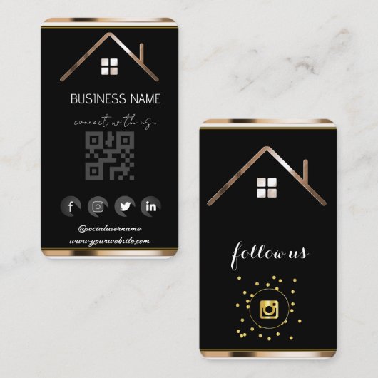 Onroerend goed Huis - Social Media QR Code Visitekaartje (Voorkant / Achterkant)