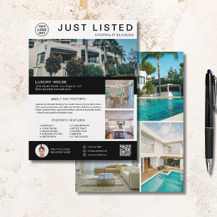 Onroerend goed Huis te koop Logo Foto QR Flyer